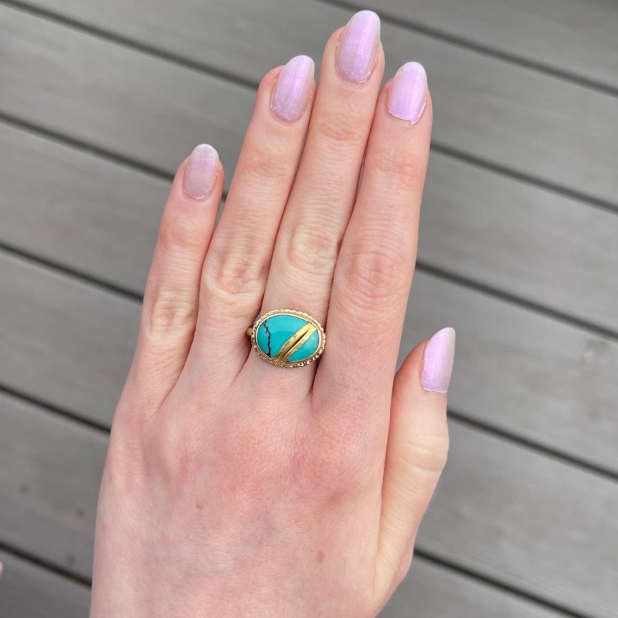 Jewelry Jamie Joseph | 18 & 22K Golden Joinery Hubei Turquoise Ring