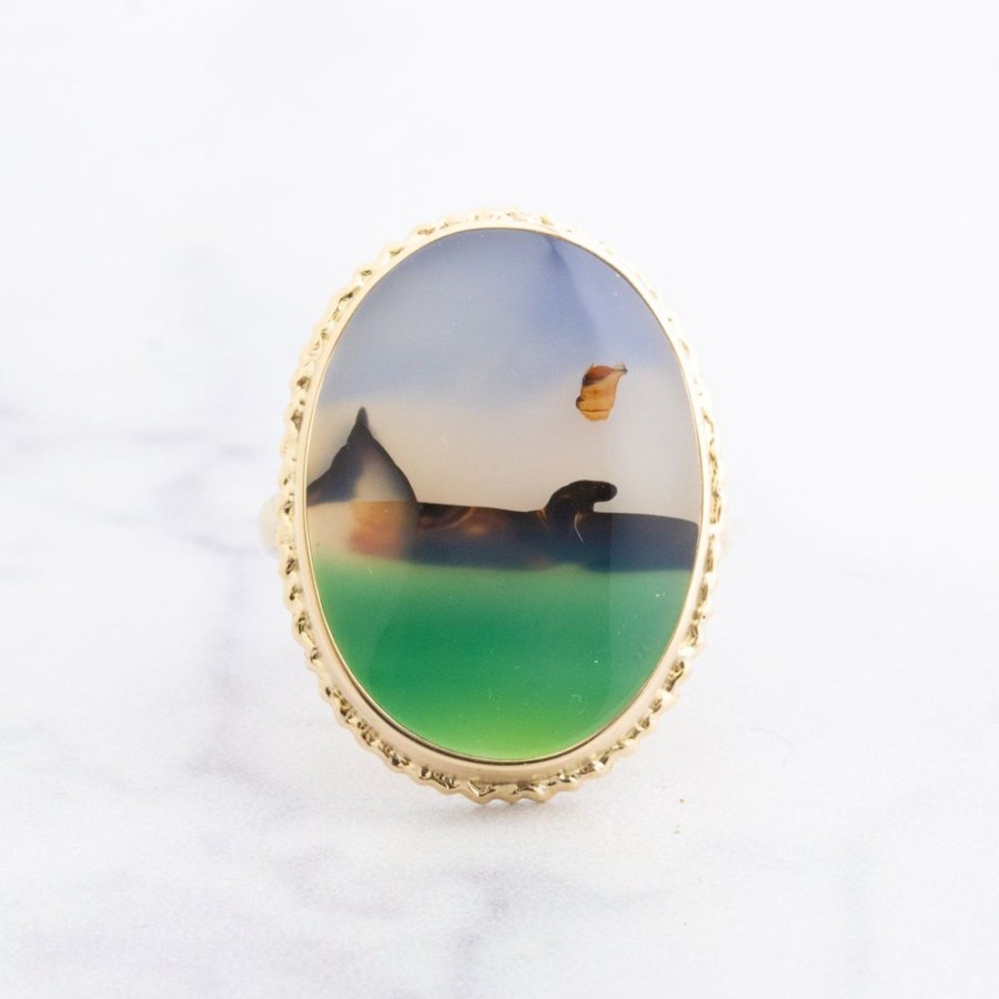 Jewelry Jamie Joseph | 14K Gold Landscape Agate Ring