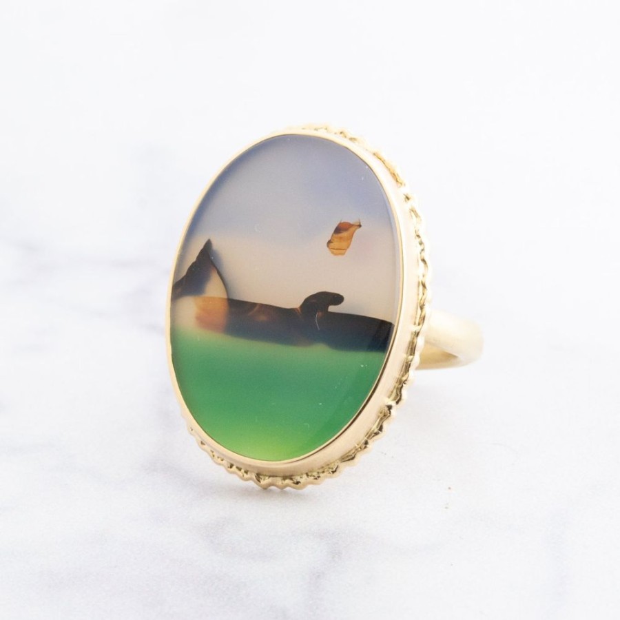 Jewelry Jamie Joseph | 14K Gold Landscape Agate Ring