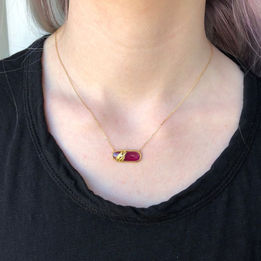 Jewelry Jamie Joseph | 22K Golden Joinery Ruby & Diamond Necklace