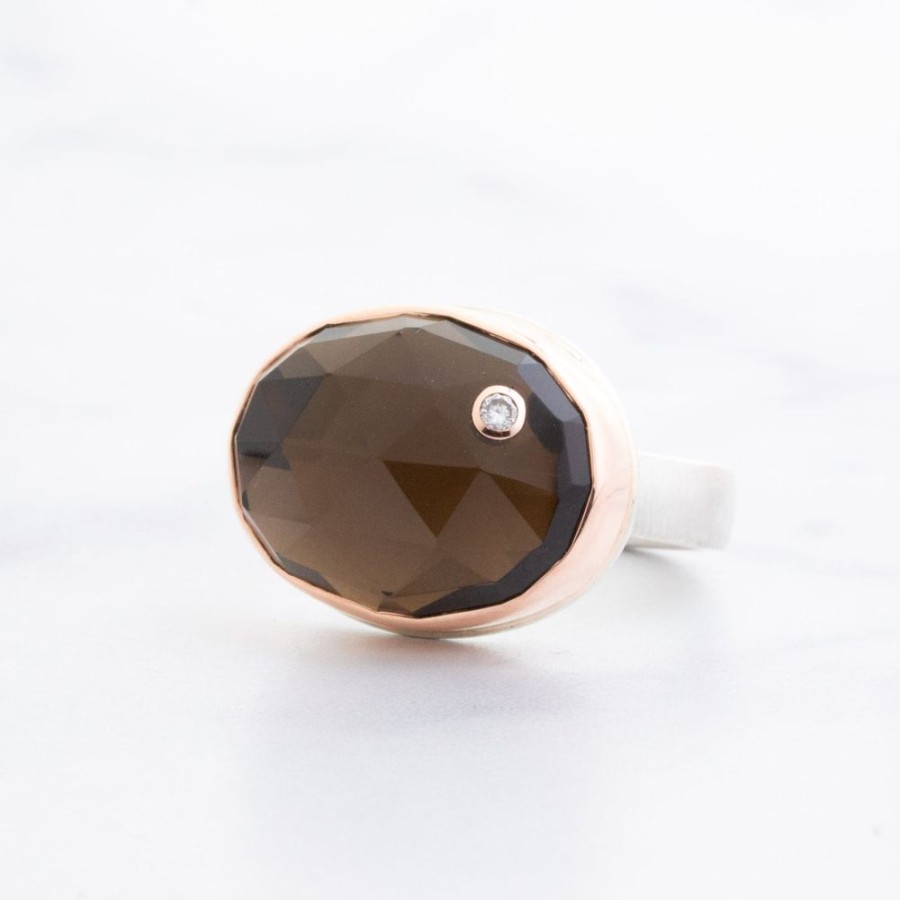 Jewelry Jamie Joseph | Sterling & 14K Rose Gold Smoky Quartz & Diamond Ring