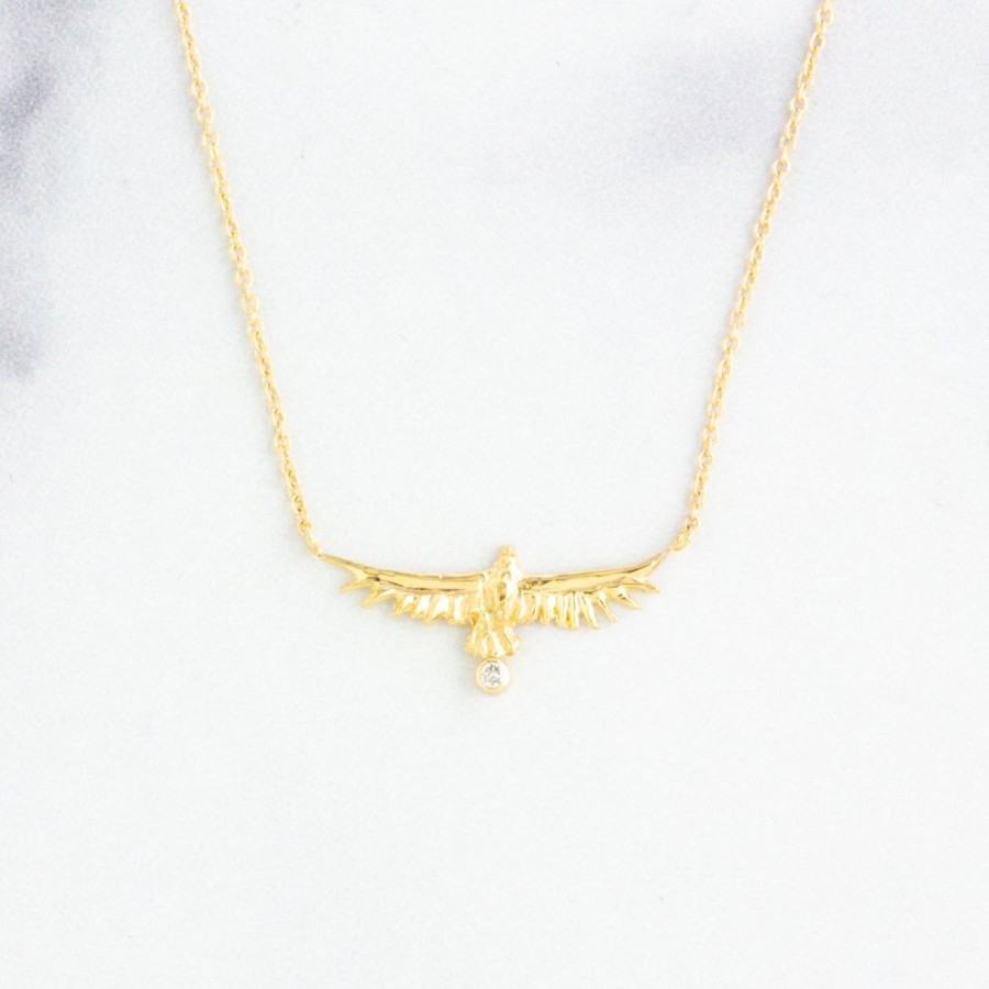 Jewelry Jamie Joseph | 14K Gold Diamond Soaring Eagle Necklace