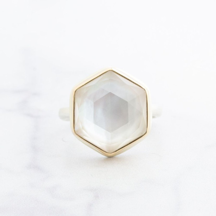 Jewelry Jamie Joseph | Sterling & 14K Gold Rock Crystal And Mother Of Pearl Ring