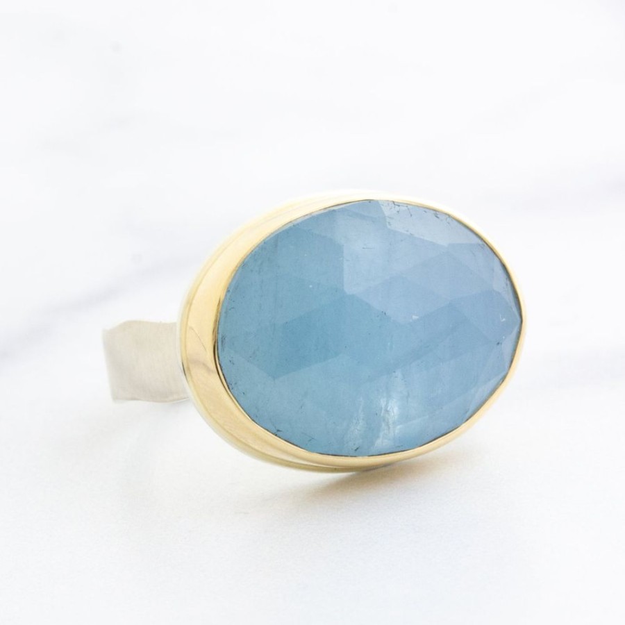 Jewelry Jamie Joseph | Sterling & 14K Gold Oval Aquamarine Ring