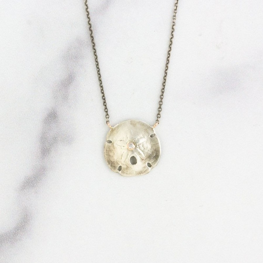 Jewelry Jamie Joseph | Oxidized Sterling & 14K Rose Gold Sand Dollar Necklace