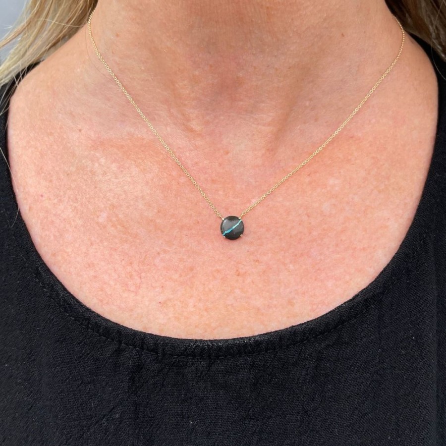 Jewelry Jamie Joseph | 14K Gold Black Water Turquoise Necklace