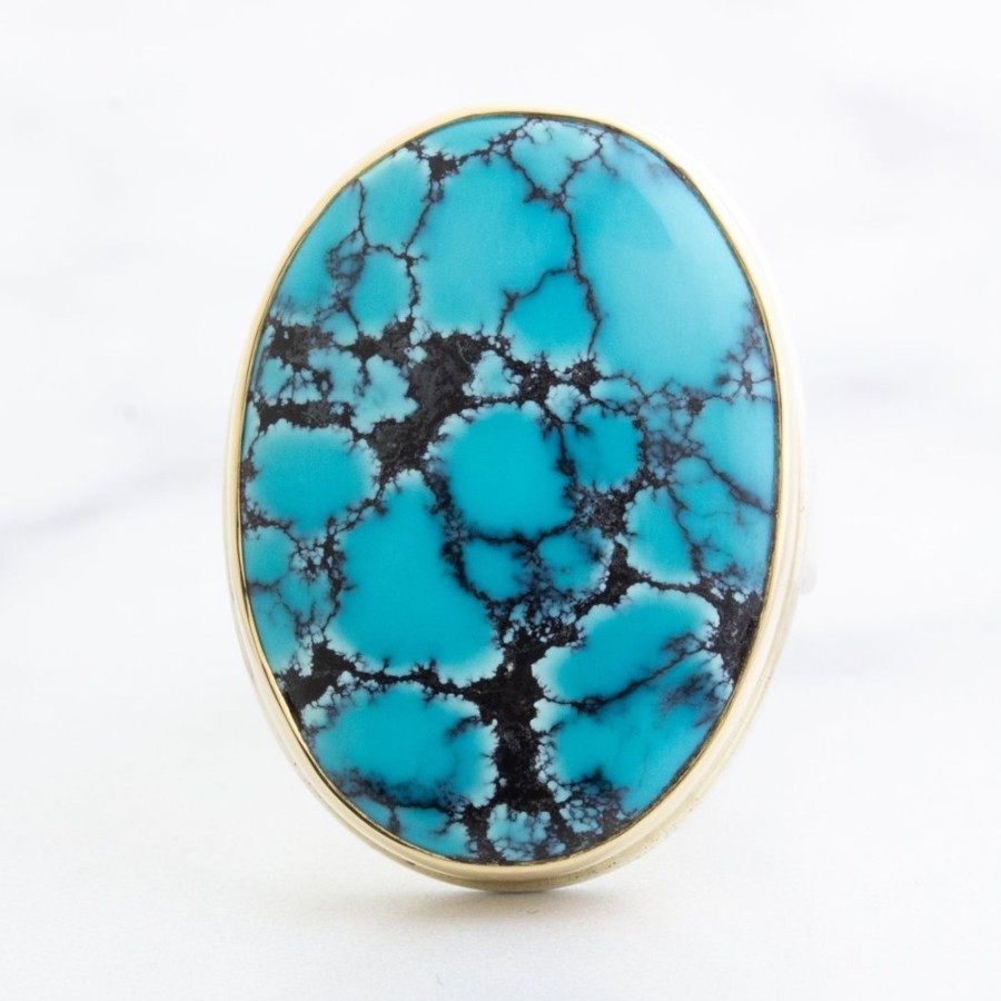 Jewelry Jamie Joseph | Sterling & 14K Gold Cloud Mountain Turquoise Ring