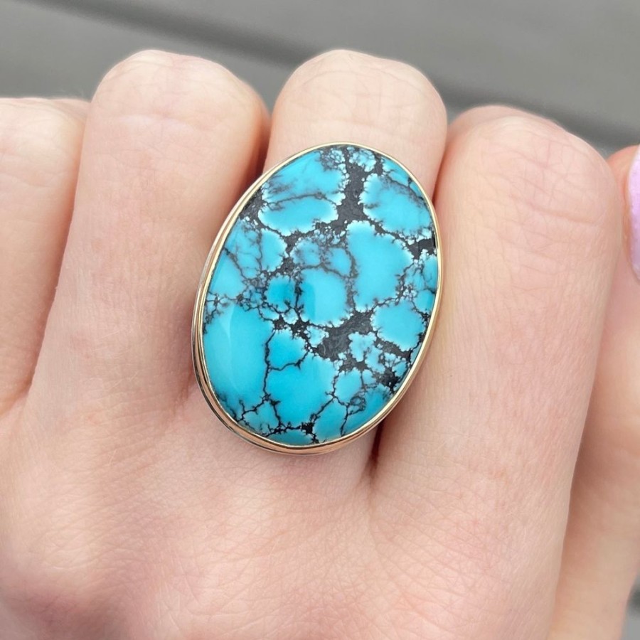 Jewelry Jamie Joseph | Sterling & 14K Gold Cloud Mountain Turquoise Ring