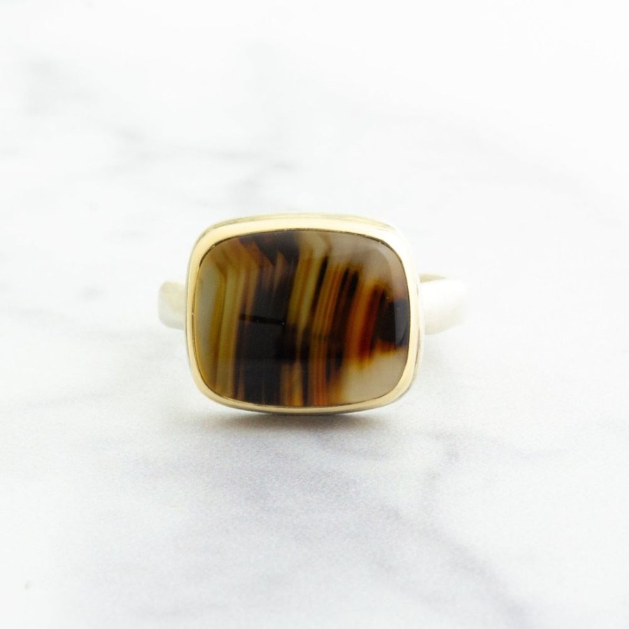 Jewelry Jamie Joseph | Sterling & 14K Gold Montana Agate Ring