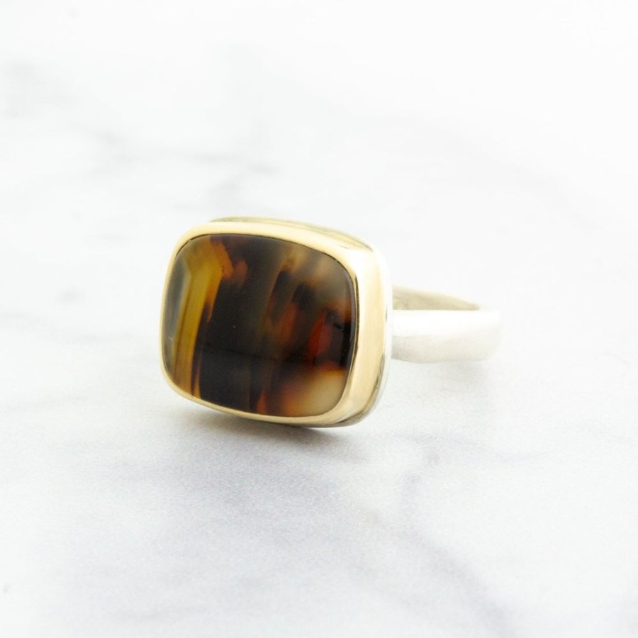 Jewelry Jamie Joseph | Sterling & 14K Gold Montana Agate Ring