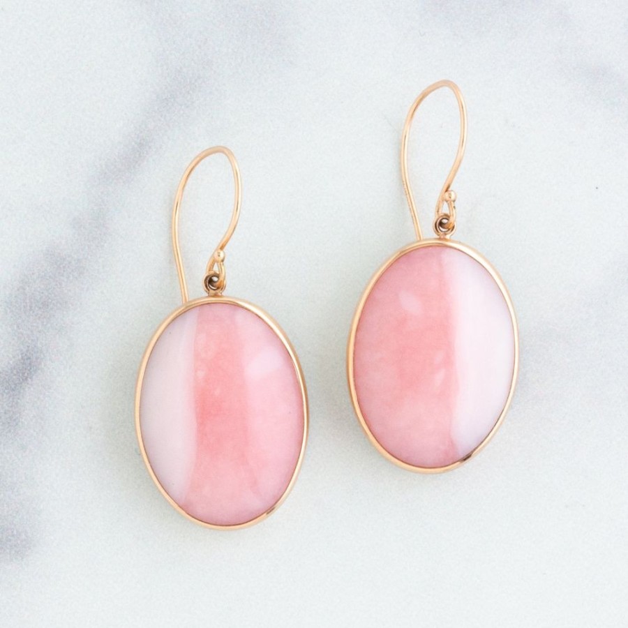 Jewelry Jamie Joseph | Sterling & 14K Rose Gold Pink Peruvian Opal Earrings