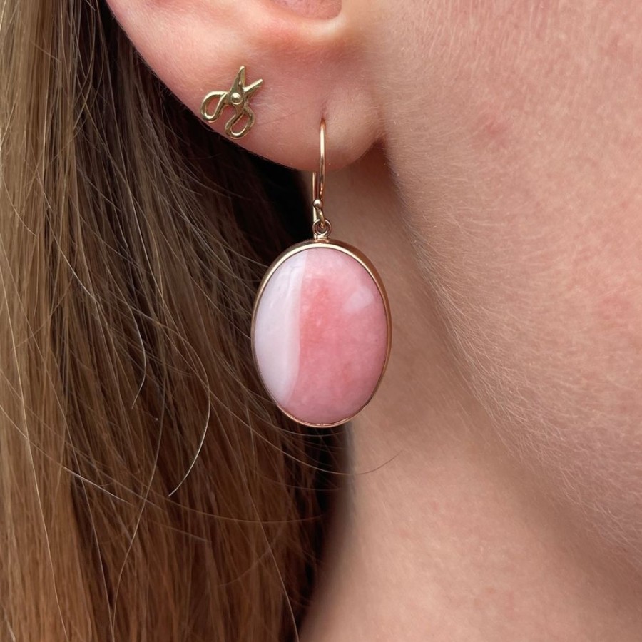 Jewelry Jamie Joseph | Sterling & 14K Rose Gold Pink Peruvian Opal Earrings