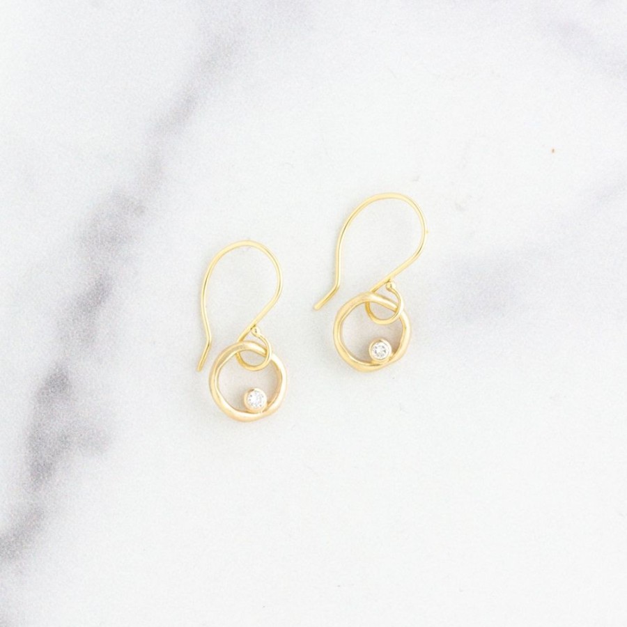 Jewelry Jamie Joseph | 14K Gold Diamond Organic Circle Earrings