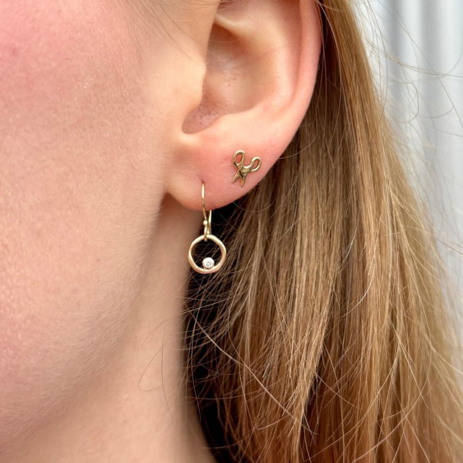 Jewelry Jamie Joseph | 14K Gold Diamond Organic Circle Earrings