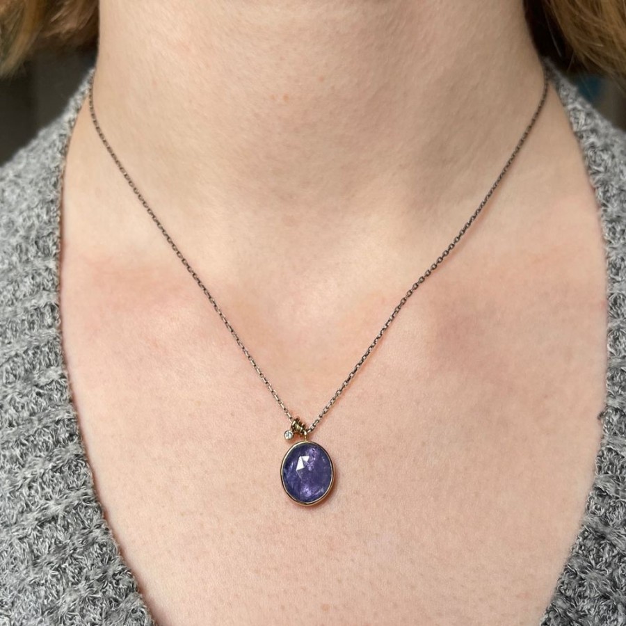 Jewelry Jamie Joseph | Oxidized Sterling & 14K Gold Tanzanite Necklace