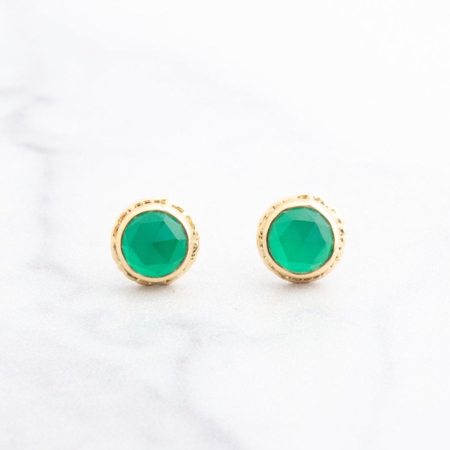 Jewelry Jamie Joseph | 14K Gold Green Onyx Post Earrings