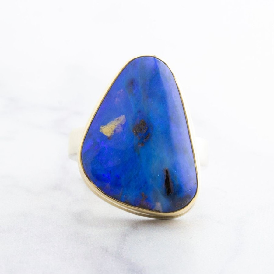 Jewelry Jamie Joseph | Sterling & 14K Gold Asymmetrical Australian Opal Ring