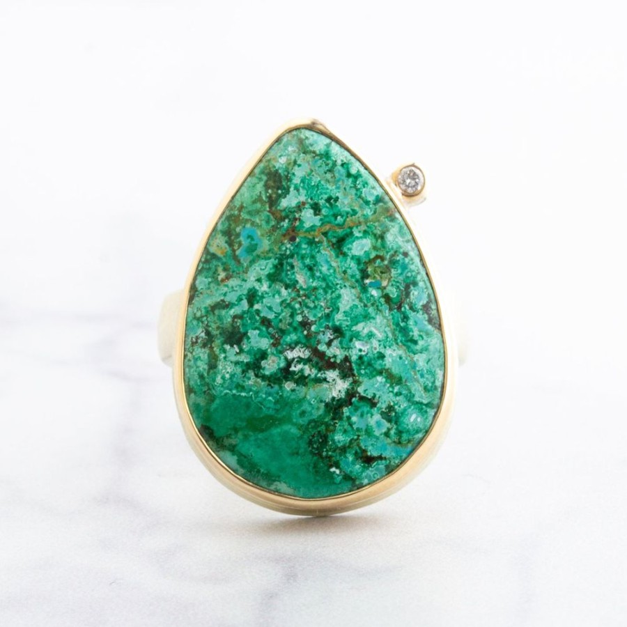 Jewelry Jamie Joseph | Sterling & 14K Gold Chrysocolla & Diamond Ring