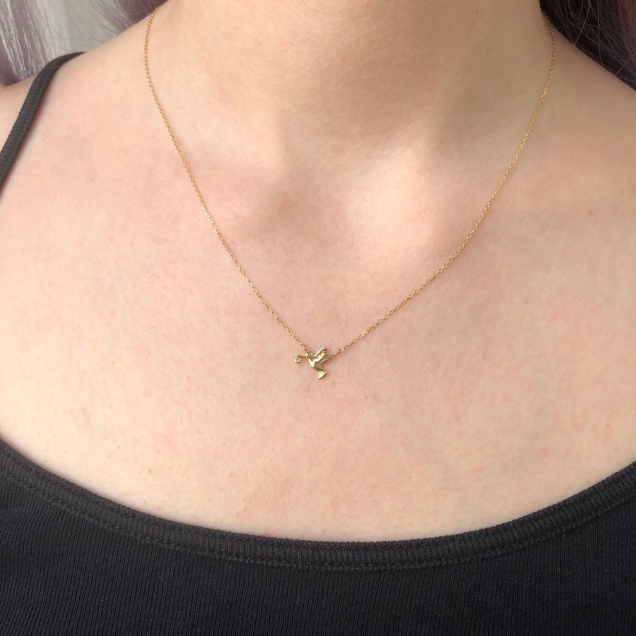 Jewelry Jamie Joseph | 14K Gold Diamond Hummingbird Necklace