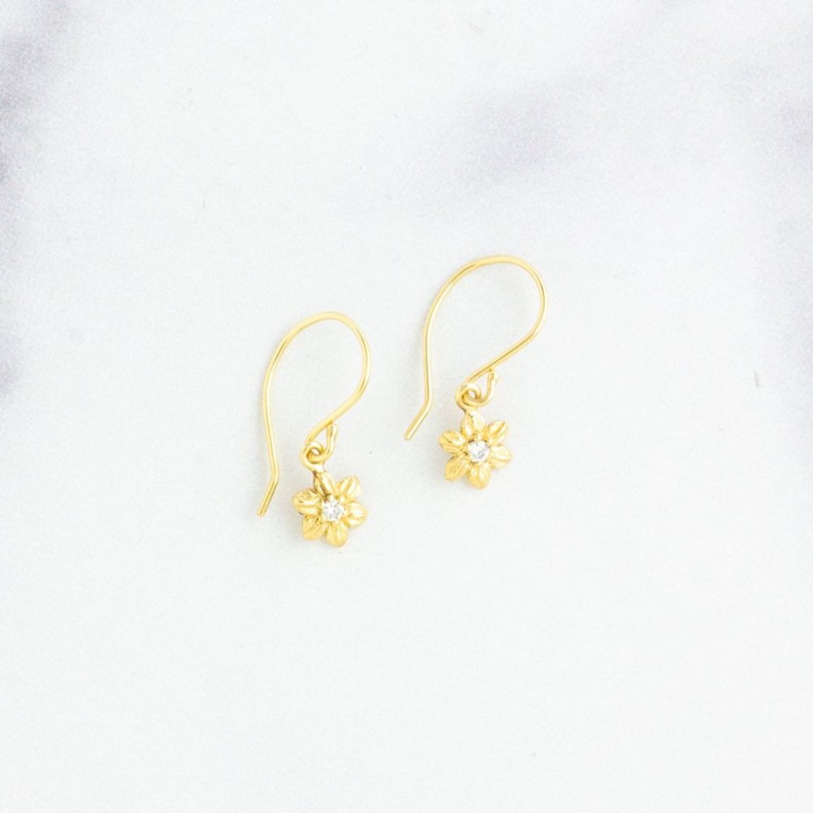 Jewelry Jamie Joseph | 14K Gold Small Diamond Daisy Earrings