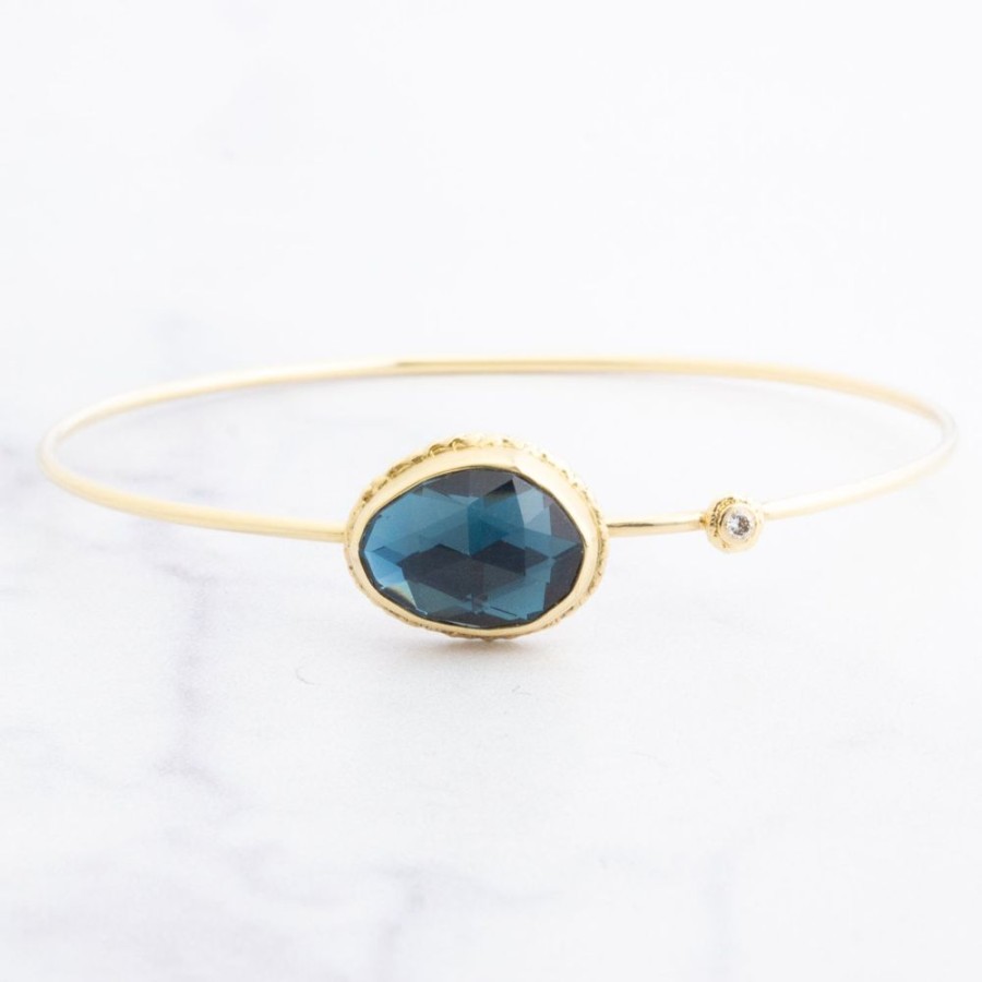 Jewelry Jamie Joseph | 14K Gold London Blue Topaz & Diamond Bracelet