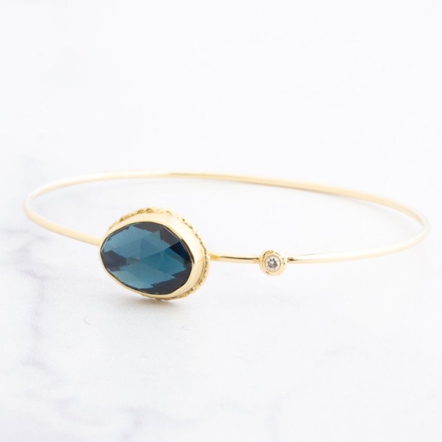 Jewelry Jamie Joseph | 14K Gold London Blue Topaz & Diamond Bracelet