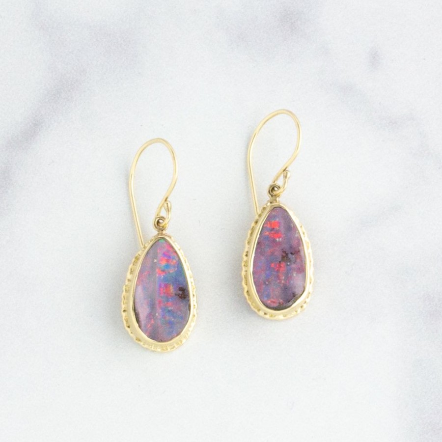 Jewelry Jamie Joseph | 14K Gold Boulder Opal Ruffled Edge Earrings