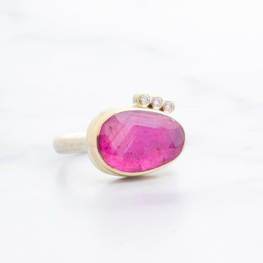 Jewelry Jamie Joseph | Sterling & 14K Gold African Ruby & Diamond Ring