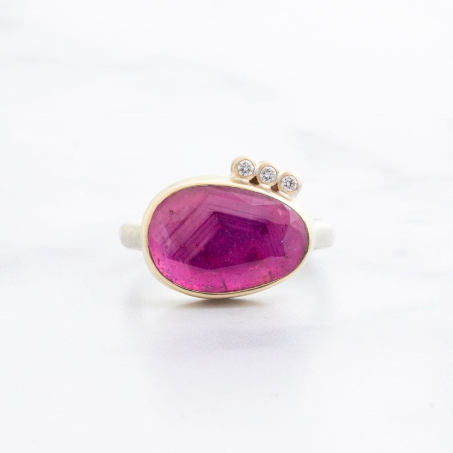 Jewelry Jamie Joseph | Sterling & 14K Gold African Ruby & Diamond Ring