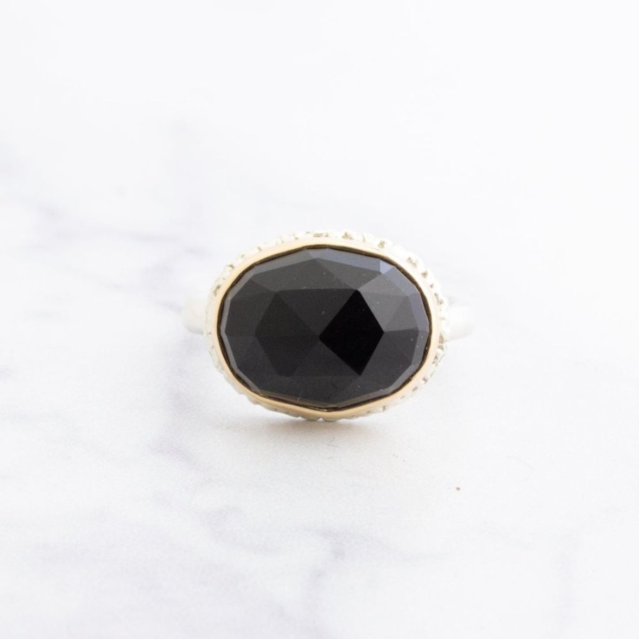 Jewelry Jamie Joseph | Sterling Lava Edge & 14K Gold Black Onyx Ring