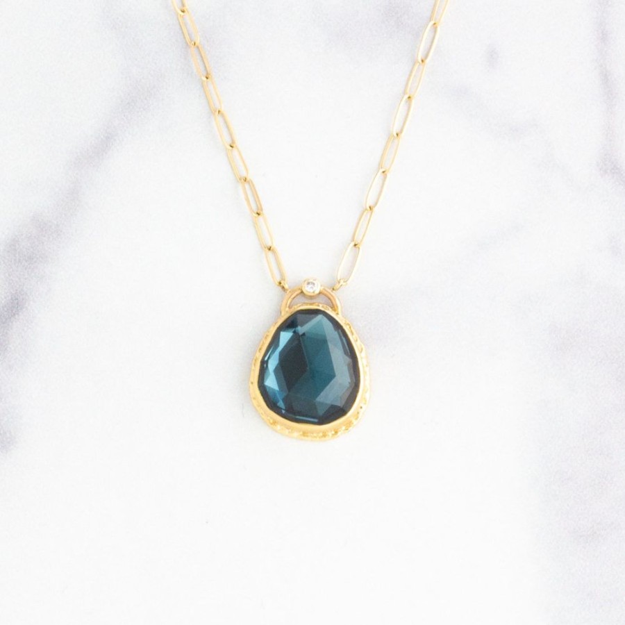 Jewelry Jamie Joseph | 14K Gold London Blue Topaz And Diamond Necklace