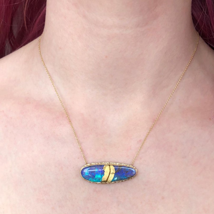 Jewelry Jamie Joseph | 18 & 22K Golden Joinery Boulder Opal Necklace