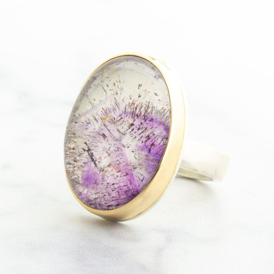 Jewelry Jamie Joseph | Sterling & 14K Gold Oval Seven Mineral Ring