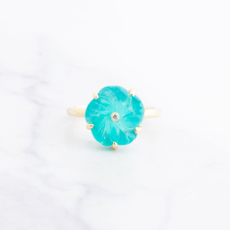 Jewelry Jamie Joseph | 14K Gold Prong Amazonite Flower Ring