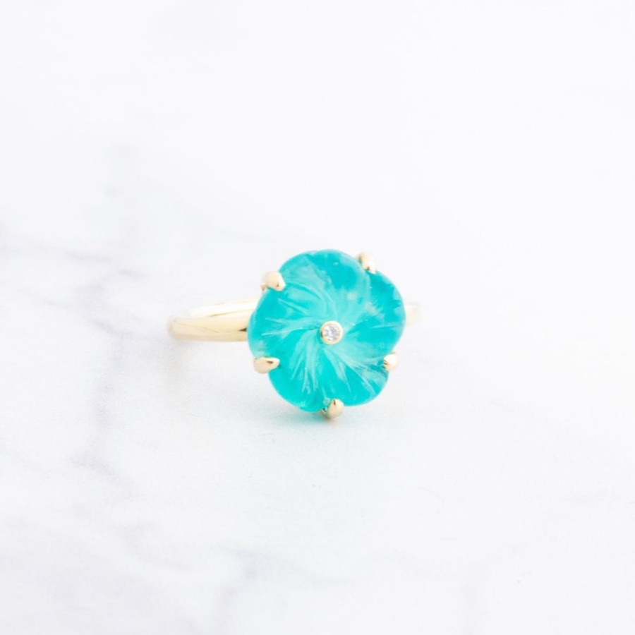 Jewelry Jamie Joseph | 14K Gold Prong Amazonite Flower Ring