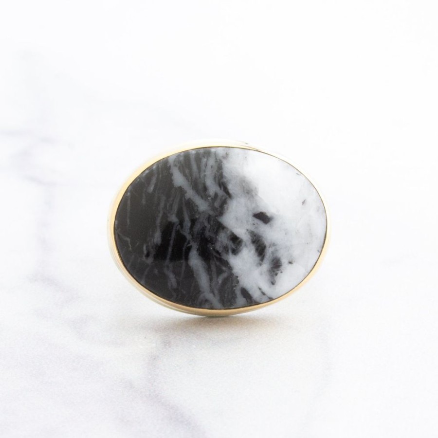 Jewelry Jamie Joseph | Sterling & 14K Gold White Buffalo Turquoise Ring