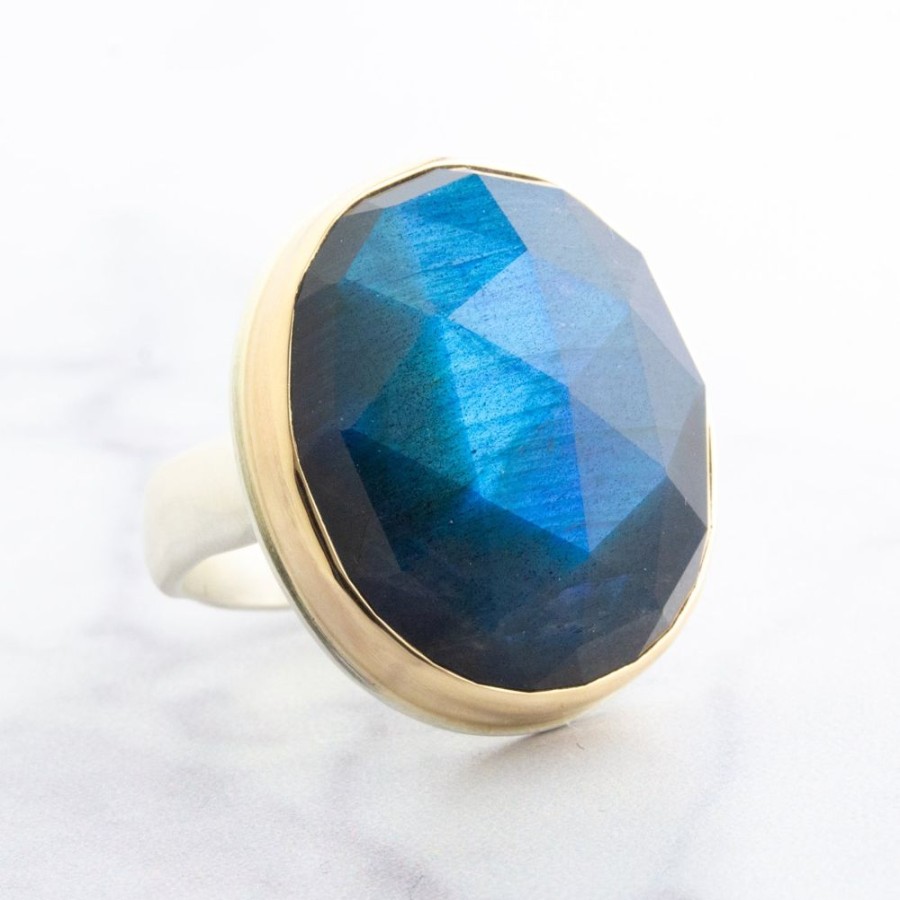 Jewelry Jamie Joseph | Sterling & 14K Gold Large Oval Labradorite Ring