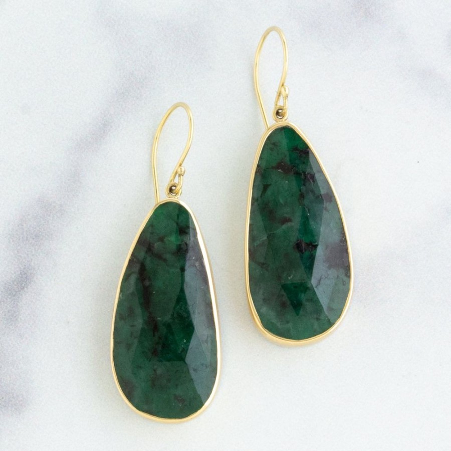 Jewelry Jamie Joseph | Sterling & 14K Gold Emerald Earrings