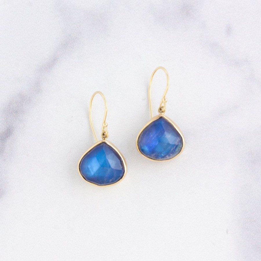 Jewelry Jamie Joseph | Sterling & 14K Gold Lotus Rainbow Moonstone Earrings