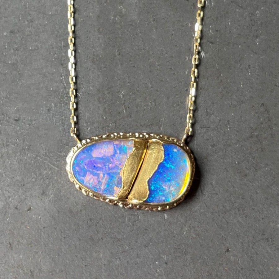 Jewelry Jamie Joseph | 18 & 22K Golden Joinery Opalized Wood Necklace