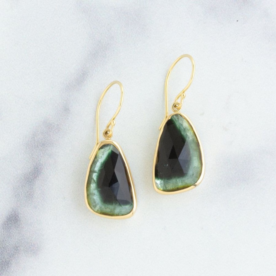 Jewelry Jamie Joseph | Sterling & 14K Gold Green Tourmaline Earrings