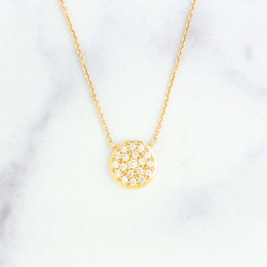 Jewelry Jamie Joseph | 14K Gold Round Diamond Pave Necklace