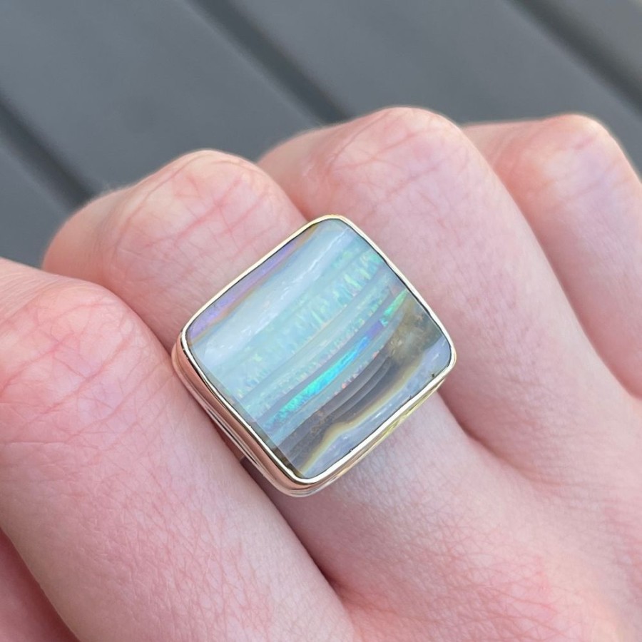 Jewelry Jamie Joseph | Sterling & 14K Gold Large Boulder Opal Ring