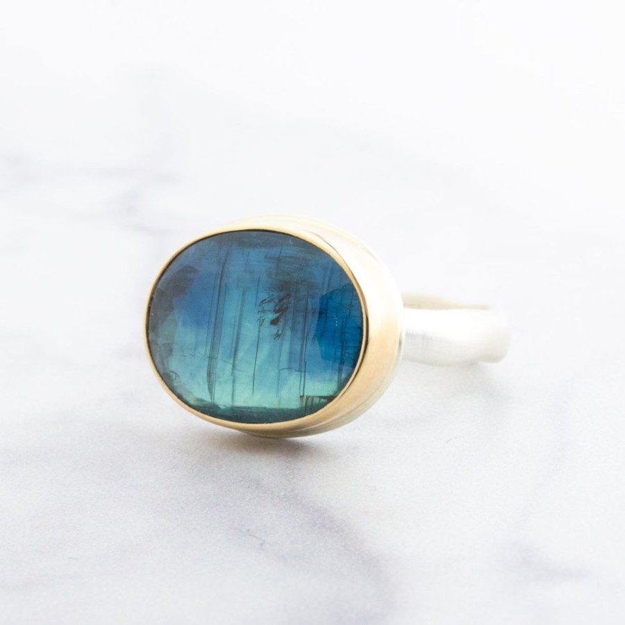 Jewelry Jamie Joseph | Sterling & 14K Gold Duo Chromatic Kyanite Ring