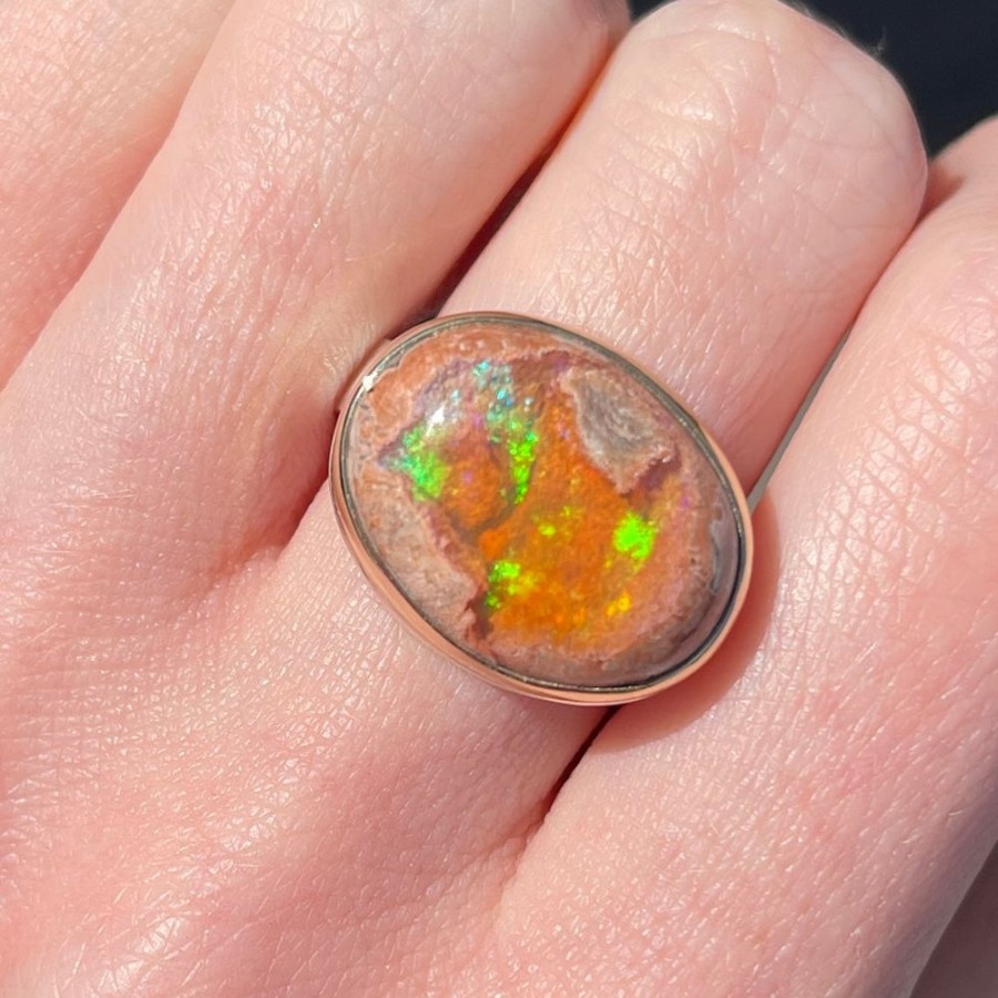 Jewelry Jamie Joseph | Sterling & 14K Gold Mexican Fire Opal Ring